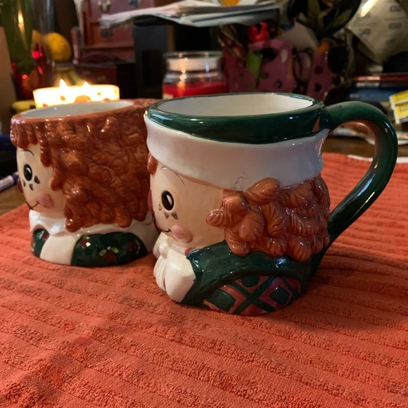 Vintage Hand Painted Raggedy Ann & Andy Mugs Sakura, 1998 - Picture 2 of 11